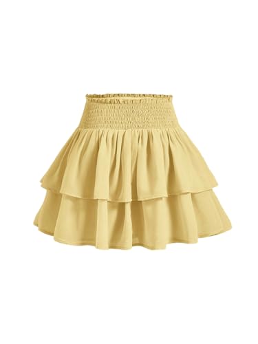 GORGLITTER Damen Rock Sommer Faltenrock Elastischer Bund Minirock mit Rüschensaum Hohe Taille Freizeitrock Geschichtet A Linie Kurzer Röcke Gelb M GORGLITTER Damen Rock Sommer Faltenrock Elastischer Bund Minirock mit Rüschensaum Hohe Taille Freizeitrock Geschichtet A Linie Kurzer Röcke Gelb M von GORGLITTER