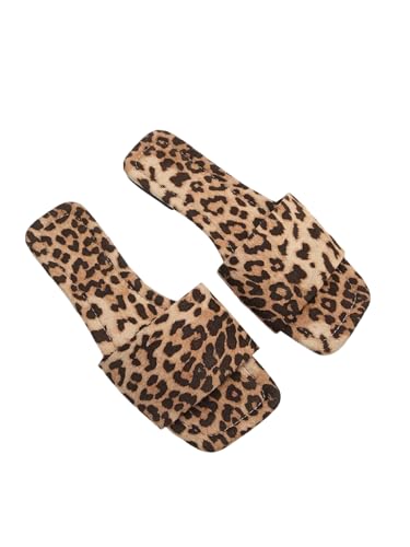 GORGLITTER Damen Sandalen Sommer offene Zehen Freizeitsandalen mit Leopardmuster Party Flache Sandalette Urlaubssandalen Festival Outfit Hocherzeit Sandalen Leo CN42 von GORGLITTER