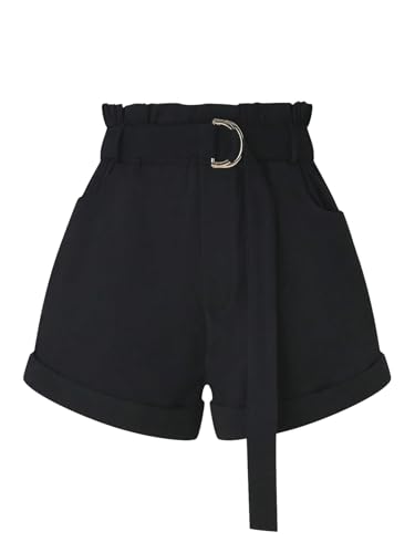 GORGLITTER Damen Shorts Sommer Große Größen Freizeitshorts mit Gürtel Short Elegant Casualshort Hohe Taille Sommershorts Kurze Hose mit Taschen Schwarz 0XL von GORGLITTER
