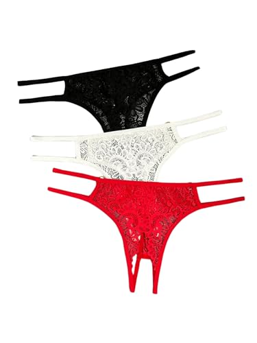 GORGLITTER Damen String Mit Spitze Schrittlose Unterwäsche Erotische Dessous Sets Sexy Strings Frau Offener Schritt Unterhosen Set Cut Out Unterwäsche Schwarz Multi XL GORGLITTER Damen String Mit Spitze Schrittlose Unterwäsche Erotische Dessous Sets Sexy Strings Frau Offener Schritt Unterhosen Set Cut Out Unterwäsche Schwarz Multi XL von GORGLITTER