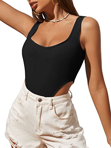 GORGLITTER Damen Tank Bodysuit Elegant Bodies Rippenstrick Ärmellos Bodys U-Ausschnitt Body GORGLITTER Damen Tank Bodysuit Elegant Bodies Rippenstrick Ärmellos Bodys U-Ausschnitt Body von GORGLITTER