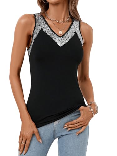 GORGLITTER Damen Tank Top Elegant Tanktop Ärmellos Oberteil mit Pailletten Sommertop Party Outfits Tops Schwarz M von GORGLITTER