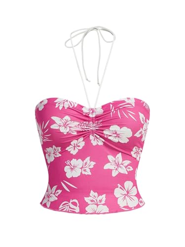 GORGLITTER Damen Top Rückenfreies Sommertop Blümchenmuster Freizeittop Bauchfreie Crop Tops Ärmelloses Trägershirt Boho Trägertop Sommer Oberteile Weiß und Rosa XS GORGLITTER Damen Top Rückenfreies Sommertop Blümchenmuster Freizeittop Bauchfreie Crop Tops Ärmelloses Trägershirt Boho Trägertop Sommer Oberteile Weiß und Rosa XS von GORGLITTER
