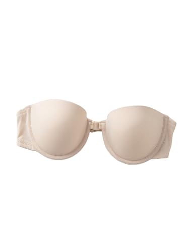 GORGLITTER Damen Trägerloser BH Push Up Bralette mit Bügel Unterwäsche mit Vorderverschluss Rückenfrei Bra ohne Träger Bequem BHS mit Geformte Cups Beige S von GORGLITTER