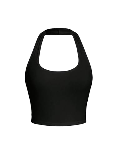 GORGLITTER Damen Trägertop Neckholder Crop Top Bauchfreies Oberteil Tanktop Basic Sommer Tops Schwarz XS GORGLITTER Damen Trägertop Neckholder Crop Top Bauchfreies Oberteil Tanktop Basic Sommer Tops Schwarz XS von GORGLITTER