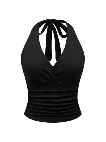 GORGLITTER Damen Trägertop mit Leopardmuster Y2K Top Festival Outfit Oberteil Neckholder Partytop Schwarz XS GORGLITTER Damen Trägertop mit Leopardmuster Y2K Top Festival Outfit Oberteil Neckholder Partytop Schwarz XS von GORGLITTER
