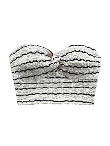 GORGLITTER Damen Tube Top Sommer Trägerlose Oberteile Gestreifte Bandeau Tops Bauchfreies Sommertop Rückenfreies Freizeittop Schulterfreies Partytop Weiß M GORGLITTER Damen Tube Top Sommer Trägerlose Oberteile Gestreifte Bandeau Tops Bauchfreies Sommertop Rückenfreies Freizeittop Schulterfreies Partytop Weiß M von GORGLITTER