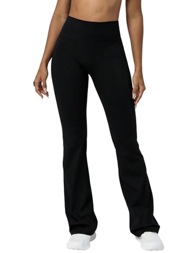 GORGLITTER Damen Yogahose Elegant Sporthosen Hohe Taille Hosen Elastischer Bund Sporthose Schlaghose Yoga Sport Hose Schwarz XL von GORGLITTER