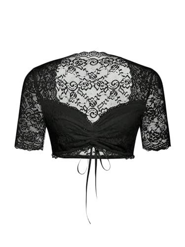 GORGLITTER Dirndlbluse Damen Elegant Dirnd Bluse Kurzarm Trachtenbluse für Oktoberfest Crop Top Bauchfrei Oberteil Durchsichtig Spitzenbluse Schwarz XXL GORGLITTER Dirndlbluse Damen Elegant Dirnd Bluse Kurzarm Trachtenbluse für Oktoberfest Crop Top Bauchfrei Oberteil Durchsichtig Spitzenbluse Schwarz XXL von GORGLITTER