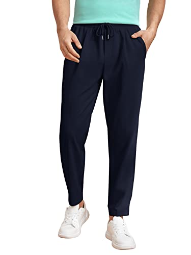 GORGLITTER Herren Karottenhose Classics Lange Hose Elastischer Bund Freizeithose mit Tunnelzug Marineblau XL von GORGLITTER