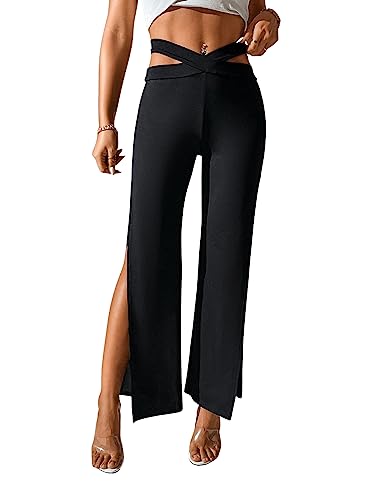 GORGLITTER Hose Mit Schlitz Damen Sexy Hose Mit Cut Out Hose Mit Ausschnitt Hohe Taille Hose Mit V Bund Schwarz L GORGLITTER Hose Mit Schlitz Damen Sexy Hose Mit Cut Out Hose Mit Ausschnitt Hohe Taille Hose Mit V Bund Schwarz L von GORGLITTER
