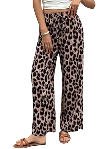 GORGLITTER Leo Hose Damen Weit Damenhose Mit Gummizug Freizeithose Weites Bein Palazzo Hose Herbstmode Baggy Hosen Braun S GORGLITTER Leo Hose Damen Weit Damenhose Mit Gummizug Freizeithose Weites Bein Palazzo Hose Herbstmode Baggy Hosen Braun S von GORGLITTER