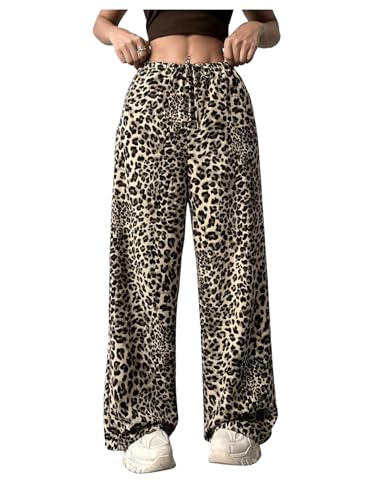 GORGLITTER Leo Hose Damen Weit Hose Mit Gummizug Winter Hohe Taille Hose Lange Hose Mit Leoprint Freizeithose Locker Leo S GORGLITTER Leo Hose Damen Weit Hose Mit Gummizug Winter Hohe Taille Hose Lange Hose Mit Leoprint Freizeithose Locker Leo S von GORGLITTER