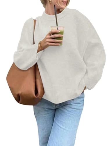 GORGLITTER Pullover Damen Elegant Locker Strickpullover Rundhals Sweater Casual Langarm Pulli Strick Oberteil Winterpullover Weiß M GORGLITTER Pullover Damen Elegant Locker Strickpullover Rundhals Sweater Casual Langarm Pulli Strick Oberteil Winterpullover Weiß M von GORGLITTER
