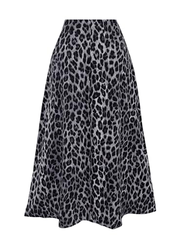 GORGLITTER Rock A Linie Damen Lang Leoparden Rock Sommerrock Leicht Und Luftig Leo Maxirock Eleganter Freizeitrock Sommer Outfits Grau XS GORGLITTER Rock A Linie Damen Lang Leoparden Rock Sommerrock Leicht Und Luftig Leo Maxirock Eleganter Freizeitrock Sommer Outfits Grau XS von GORGLITTER