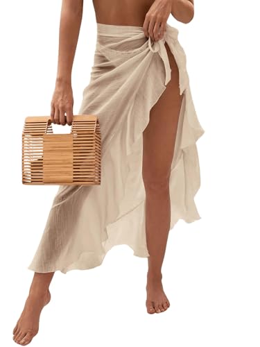 GORGLITTER Sarong Tuch Damen Blickdicht Bikini Rock Sommer Cover Up Wickelrock Sarong Pareo Wickeltuch Strandrock Strandkleid Beige One Size GORGLITTER Sarong Tuch Damen Blickdicht Bikini Rock Sommer Cover Up Wickelrock Sarong Pareo Wickeltuch Strandrock Strandkleid Beige One Size von GORGLITTER