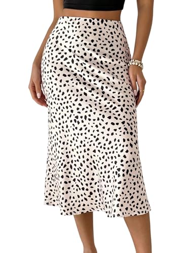 GORGLITTER Satin Rock Damen Elegant Hohe Taille Midirock mit Reißverschluss Seide Freizeitrock Business Rock Bodycon Fishtail Röcke Party Outfit Beige L von GORGLITTER