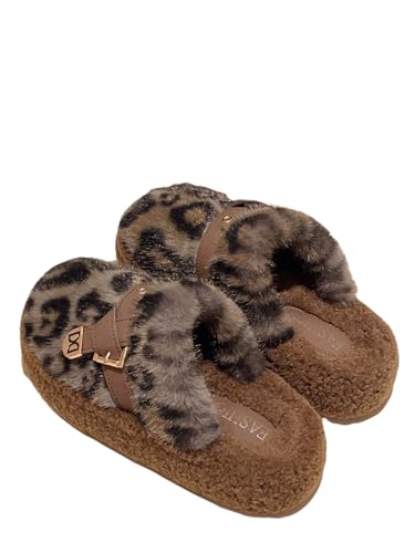 GORGLITTER Schuhe Damen Flauschige Geschlossene Hausschuhe Dicke Sohle Pantoffeln Weiche Flache Slipper Plüsch Wärme Hauspantoffeln Winter Schwarz CN39 von GORGLITTER
