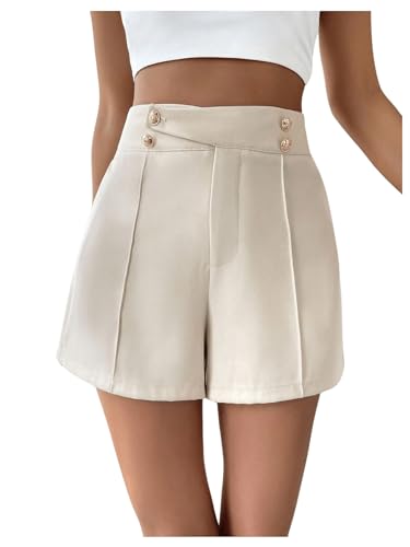 GORGLITTER Shorts Damen Sommer Elegant Short Mit Knöpfen Kurze Hose Büro Shorts Mit Weitem Bein Aprikosenfarben XL GORGLITTER Shorts Damen Sommer Elegant Short Mit Knöpfen Kurze Hose Büro Shorts Mit Weitem Bein Aprikosenfarben XL von GORGLITTER