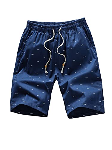 GORGLITTER Shorts Herren Sommerhose Kurz Muster Elastischer Bund Kurze Hosen Klasse Shorts Sommer Sporthose mit Kordelzug Marineblau L von GORGLITTER