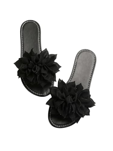 GORGLITTER Sommer Sandalen Damen Elegant Sandalen Mit Blumen Sandaletten Flache Sandalen Strand Flip Flops Boho Sommerschuhe Offene Sandalen Schwarz EUR39 GORGLITTER Sommer Sandalen Damen Elegant Sandalen Mit Blumen Sandaletten Flache Sandalen Strand Flip Flops Boho Sommerschuhe Offene Sandalen Schwarz EUR39 von GORGLITTER