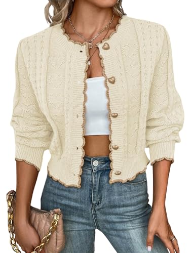 GORGLITTER Strickjacke Damen Open Front Cardigan Herbstjacke Langarm Knopfleiste Leicht Winterjacke Elegant Übergangsjacke Frühlingmantel Aprikosenfarben XL GORGLITTER Strickjacke Damen Open Front Cardigan Herbstjacke Langarm Knopfleiste Leicht Winterjacke Elegant Übergangsjacke Frühlingmantel Aprikosenfarben XL von GORGLITTER