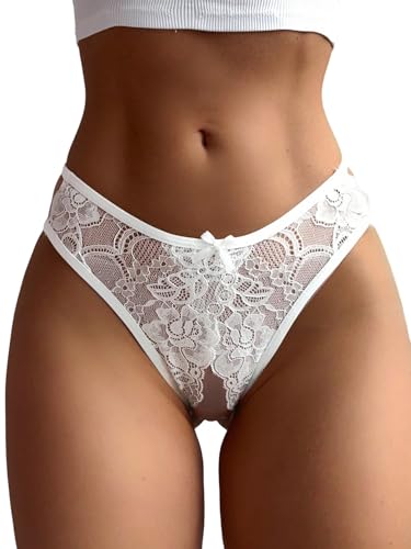 GORGLITTER Unterhose Damen Mit Spitze String Tanga Sexy Dessous Ouvert Erotische Unterwäsche Damen Offen Schritt String Damenwäsche Spitzen-Weiß L GORGLITTER Unterhose Damen Mit Spitze String Tanga Sexy Dessous Ouvert Erotische Unterwäsche Damen Offen Schritt String Damenwäsche Spitzen-Weiß L von GORGLITTER