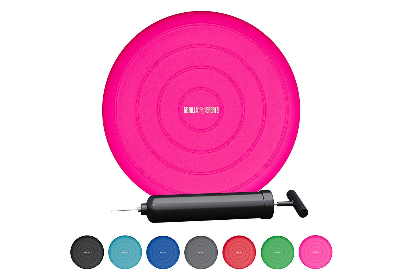 GORILLA SPORTS Balancekissen Ballsitzkissen, inkl. Pumpe, ohne Noppen, Luftkissen, Balance Pad von GORILLA SPORTS