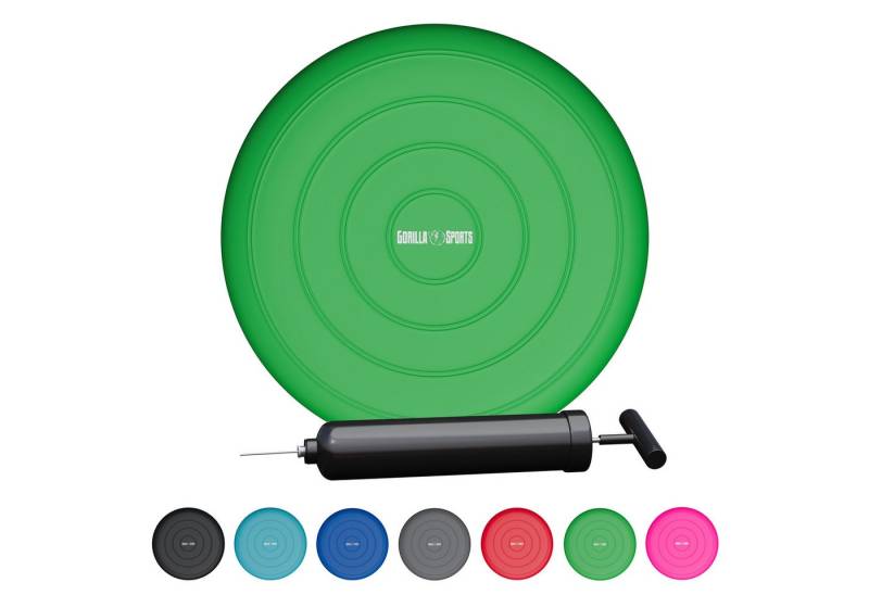 GORILLA SPORTS Balancekissen Ballsitzkissen, inkl. Pumpe, ohne Noppen, Luftkissen, Balance Pad von GORILLA SPORTS