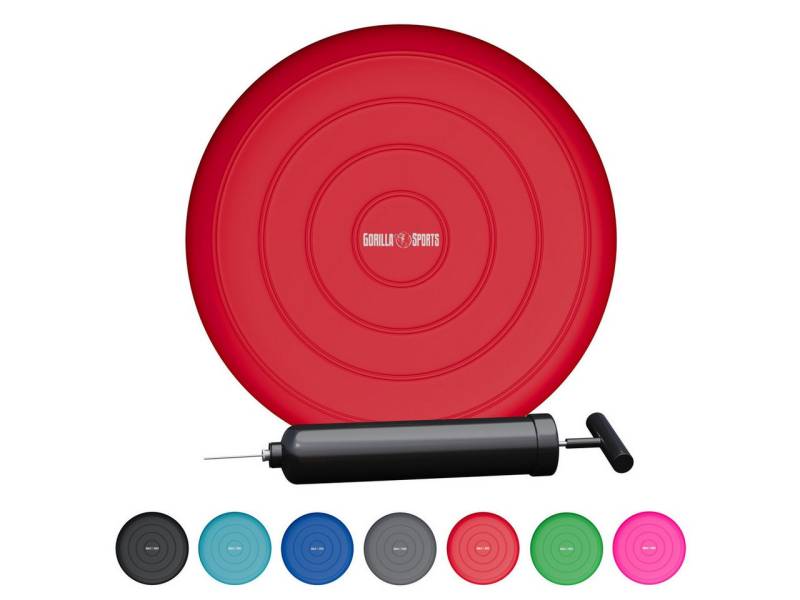 GORILLA SPORTS Balancekissen Ballsitzkissen, inkl. Pumpe, ohne Noppen, Luftkissen, Balance Pad von GORILLA SPORTS