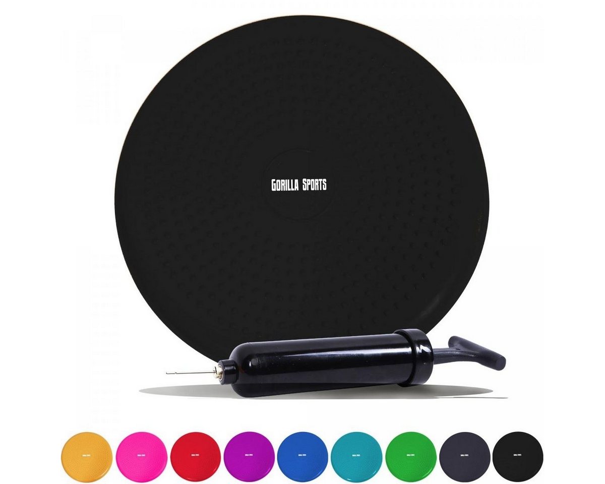 GORILLA SPORTS Balancekissen inkl. Pumpe, Anti-Burst, rutschfest, Noppen, Ballkissen, Balance Board von GORILLA SPORTS