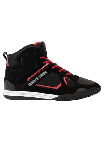 Gorilla Wear Bodybuilding Schuhe Troy High Tops - Schwarz/Rot - Sport Freizeit Alltag Training Workout Schnürsenkel mit Logo Bequem Extra Starker Halt für Herren, 42 Gorilla Wear Bodybuilding Schuhe Troy High Tops - Schwarz/Rot - Sport Freizeit Alltag Training Workout Schnürsenkel mit Logo Bequem Extra Starker Halt für Herren, 42 von Gorilla Wear