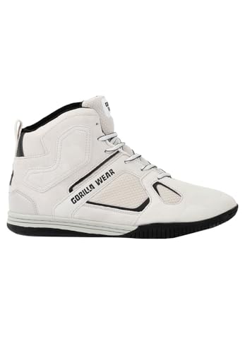 Gorilla Wear Bodybuilding Fitness Schuhe Troy High Tops - Weiß - Sport Freizeit Alltag Training Workout Schnürsenkel mit Logo Bequem Extra Starker Halt für Herren, 40 Gorilla Wear Bodybuilding Fitness Schuhe Troy High Tops - Weiß - Sport Freizeit Alltag Training Workout Schnürsenkel mit Logo Bequem Extra Starker Halt für Herren, 40 von Gorilla Wear