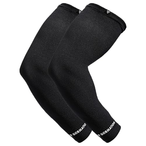 GORNATION Arm Sleeves, Lange Ellenbogenbandagen für Herren & Damen, Elastische Kompressions-Armlinge für Calisthenics, Radsport & Fitness, 1 Paar, Schwarz, S GORNATION Arm Sleeves, Lange Ellenbogenbandagen für Herren & Damen, Elastische Kompressions-Armlinge für Calisthenics, Radsport & Fitness, 1 Paar, Schwarz, S von GORNATION