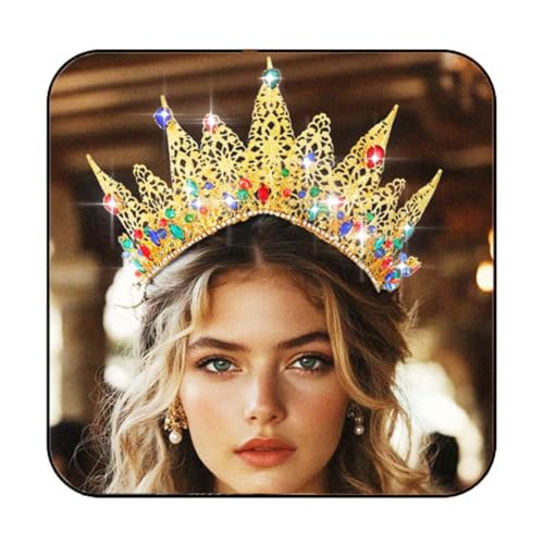 GORTIN Goldfarbene Stirnbänder mit Strasssteinen, Brautschmuck, Hochzeits-Stirnband, Barock-Kopfschmuck, Braut-Haarschmuck für Damen von GORTIN