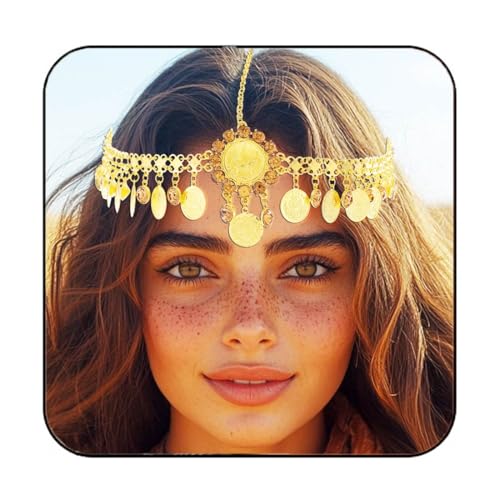 Gortin Münzen Kopfkette Gold Pailletten Kopfschmuck Boho Festival Kostüm Haarschmuck für Frauen Gortin Münzen Kopfkette Gold Pailletten Kopfschmuck Boho Festival Kostüm Haarschmuck für Frauen von GORTIN