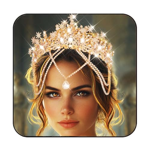 Gortin Strass Krone Gold Braut Hochzeit Stirnband Stern Tiara Kopfschmuck Braut Haarschmuck für Frauen Gortin Strass Krone Gold Braut Hochzeit Stirnband Stern Tiara Kopfschmuck Braut Haarschmuck für Frauen von GORTIN