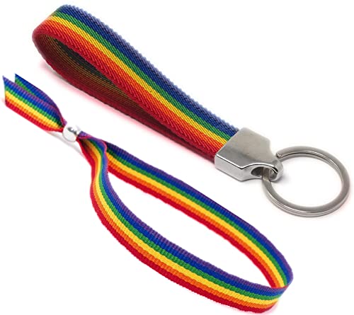 GOS Best Supplies Regenbogen Schlüsselanhänger aus elastischem Stoff und Pride Armband aus Stoff für Herren und Damen, Regenbogenflagge LGTBI, Unisex von GOS Best Supplies