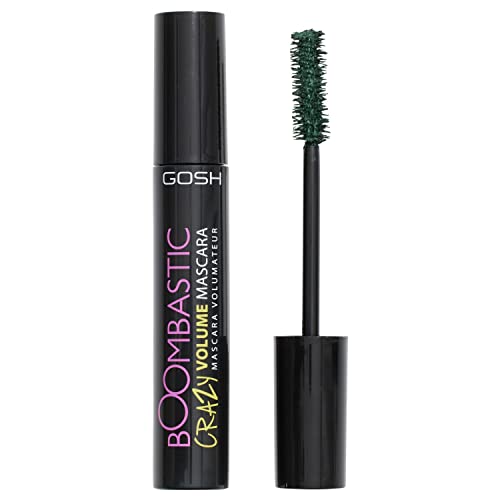 GOSH Boombastic Crazy Mascara für extremes Volumen & lange Wimpern I Volumen-Wimperntusche mit präzisem Bürstenkopf I Wimpern ohne Klumpen I hautverträglich & parfümfrei I 003 Olive Green von GOSH