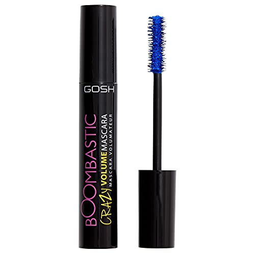 GOSH Boombastic Crazy Mascara für extremes Volumen & lange Wimpern IVolumen-Wimperntusche mit präzisem Bürstenkopf IWimpern ohne Klumpen Ilanganhaltend, hautverträglich & parfümfrei I 002 Crazy Blue von GOSH