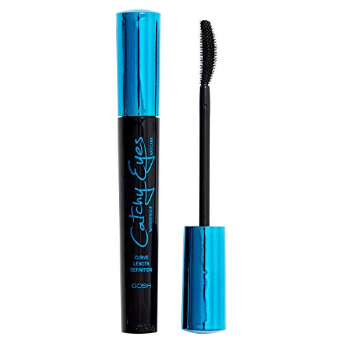 GOSH Catchy Eyes Mascara Waterproof für extra lange, definierte Wimpern I für den besten Cat Eye Effekt I wasserfeste Wimperntusche I parfümfrei & hautverträglich Iideal für Sport & Strand I 001 Black von GOSH