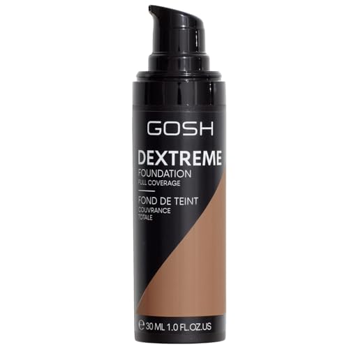 GOSH Dextreme Full Coverage Foundation 30ml I flüssiges, feuchtigkeitsspendendes Make-up für makellosen Teint I veganes Gesichts-Makeup mit hoher Deckkraft I Pickel & Augenringe abdecken I 006 Honey von GOSH