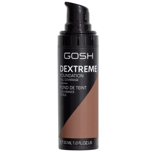 GOSH Dextreme Full Coverage Foundation 30ml I flüssiges, feuchtigkeitsspendendes Make-up für makellosen Teint I veganes Gesichts-Makeup mit hoher Deckkraft I Pickel & Augenringe abdecken I 008 Golden von GOSH