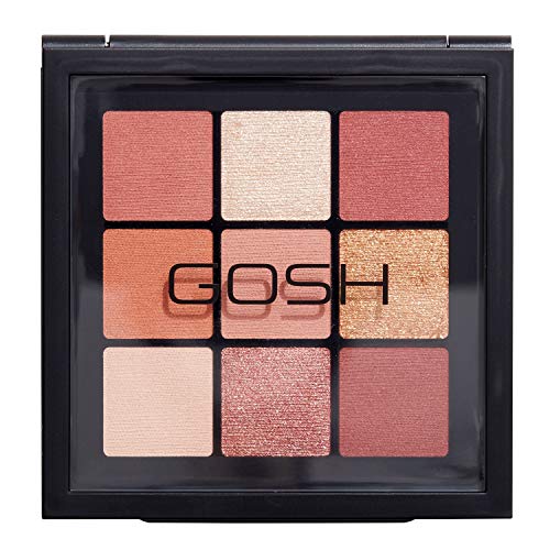 GOSH Eyedentity Lidschatten-Palette 002 BE HUMBLE mit 9 perfekt abgestimmten Farben in Matt & Metallic, kombinierbar für Tages-Make-Up & glitzernde Looks für den Abend, vegan & parfümfrei, 46.4 g von GOSH