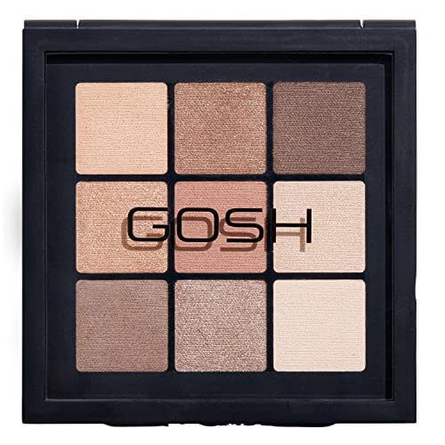 GOSH Eyedentity vegane Lidschatten-Palette mit 9 perfekt abgestimmten Farben in Matt & Metallic I kombinierbar für Tages-Make-Up & glitzernde Looks für den Abend I parfümfrei I 004 Be Here von GOSH