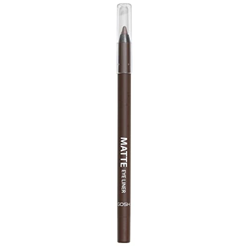 GOSH Matte Eyeliner in intensivem Schwarz I cremig weiche Textur für einfaches Auftragen I hohe Deckkraft, ideal für Smokey Eyes I perfekt zu Maskara I vegan & parfümfrei I 014 Chocolate Brown von GOSH