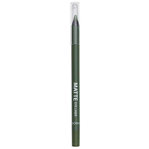 GOSH Matte Eyeliner in intensivem Schwarz I cremig weiche Textur für einfaches Auftragen I hohe Deckkraft, ideal für Smokey Eyes I perfekt zu Maskara I vegan & parfümfrei I 018 Olive Green von GOSH