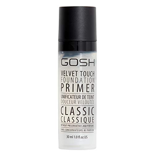 GOSH Velvet Touch Foundation Primer Classic I pflegende Grundlage für Dein Make-up I für ebenmäßige & weiche Haut bei Unebenheiten & tiefen Poren I farblos & geruchlos I vegan & parfümfrei I 30ml von GOSH