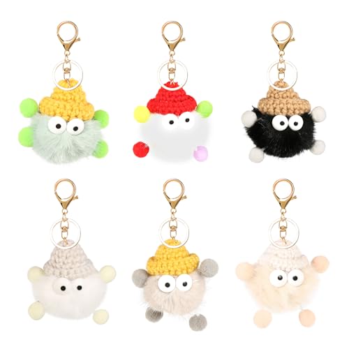 GOSHIES Schlüsselanhänger mit Niedlich Weicher Plüsch 6 Stück Plush Keychain Auto Schlüsselanhänger Plüsch Schlüsselanhänger Süß Schlüsselanhänger von GOSHIES