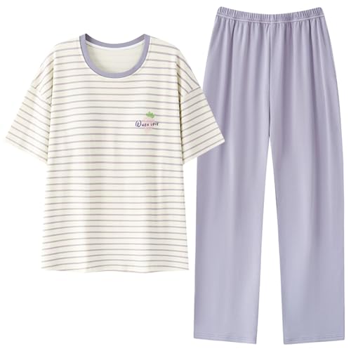 GOSO 2pcs Pyjamas Set für Mädchen 10-17 Jahre Print Kurze Ärmel Hosen Casual Sleepwear Tops & Pants Geschenk für Kinder/Teenager Girsl von GOSO